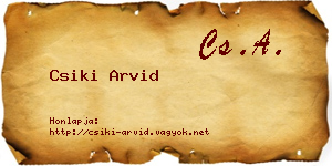 Csiki Arvid névjegykártya